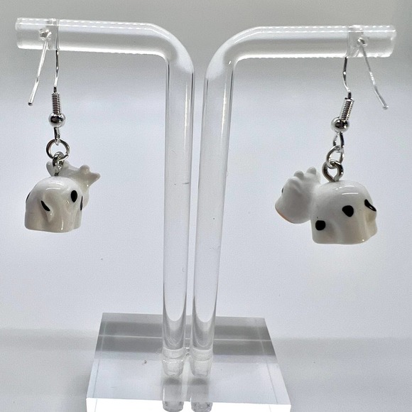Cow Earrings - Black and White Animal Earrings - Mini Cows - Farm Earrings - Picture 4 of 7
